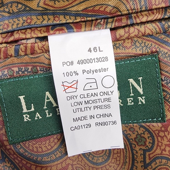 NEW Lauren Ralph Lauren Blazer Men's 46L‎ Long Tan Suede Paisley Lining - Picture 7 of 14